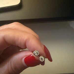 Ring concierge white gold bezel natural diamond earrings